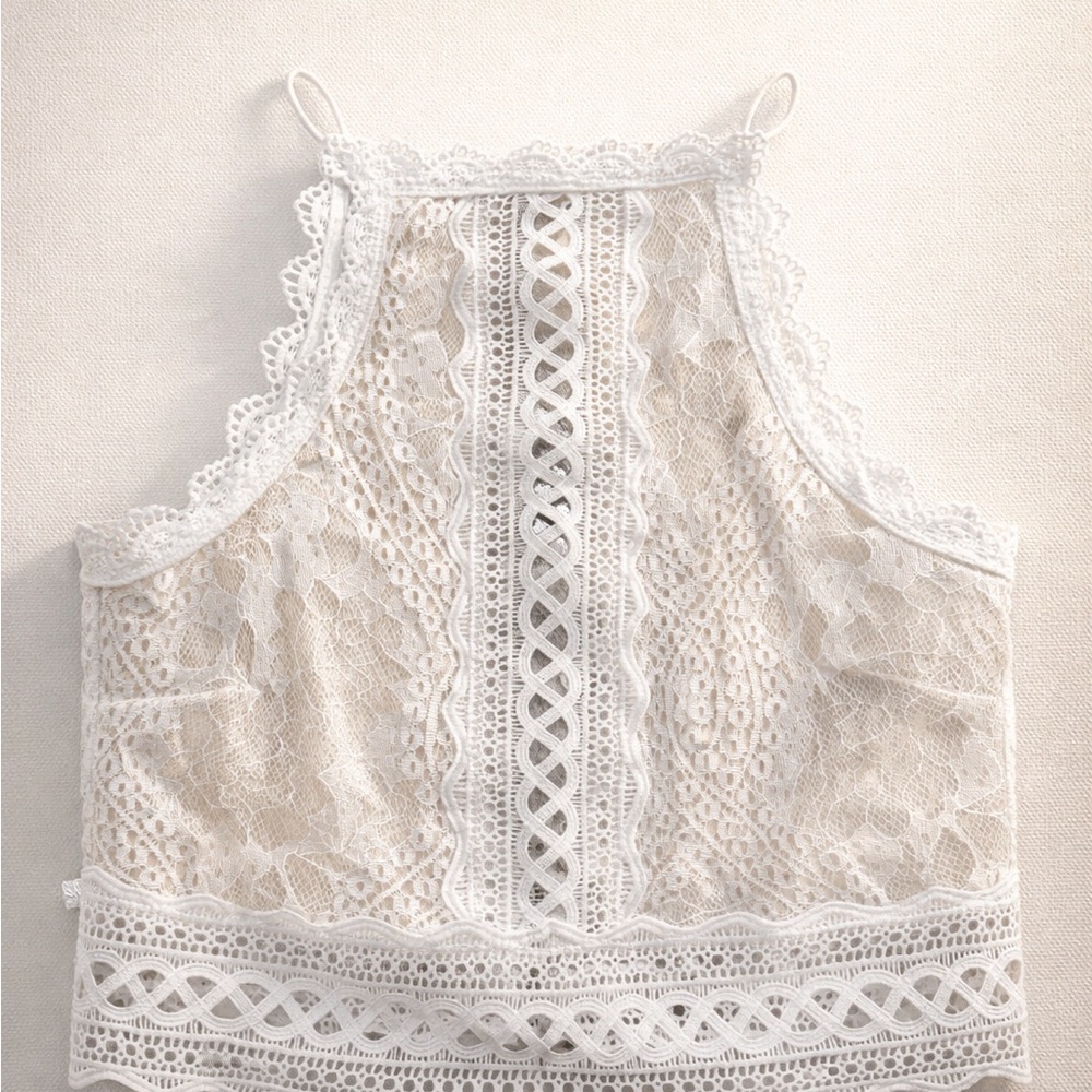 Windsor White Lace Crop Top